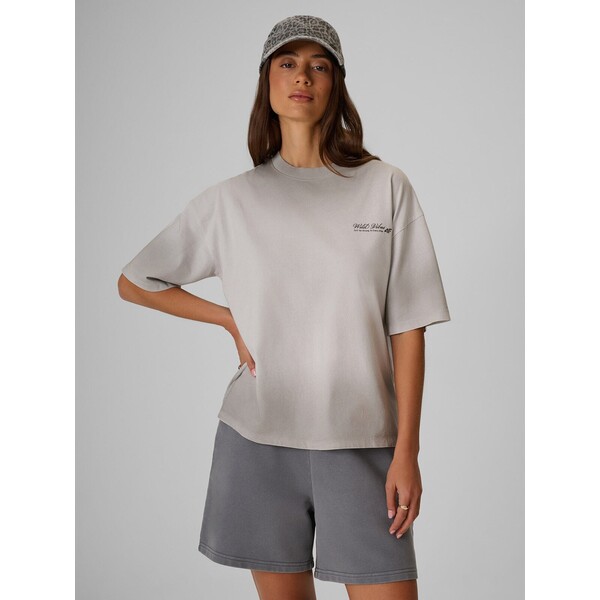 4F T-shirt loose z nadrukiem damski - szary 4FRSS26UBKBF112-20S