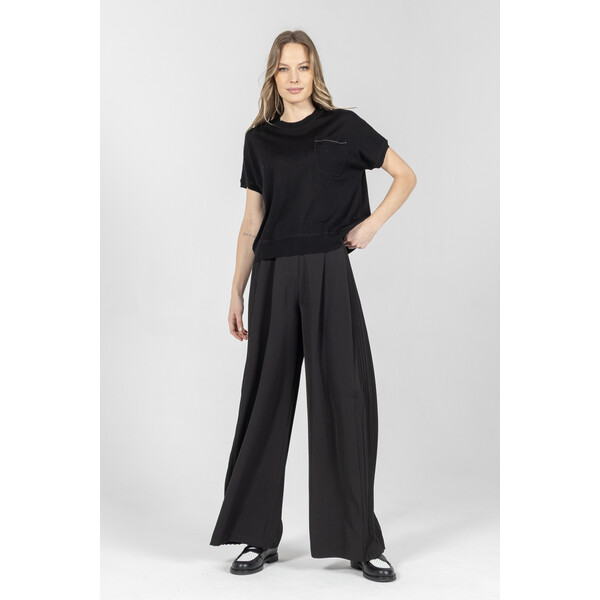 Deni Cler Czarny t-shirt w formie swetra T-DC-T004-F2-90-90-1