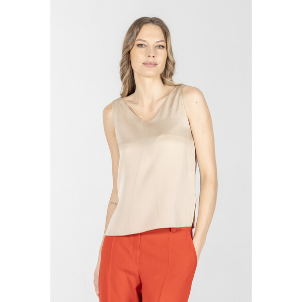Deni Cler Beżowy elegancki top T-DC-0008-F2-80-12-1