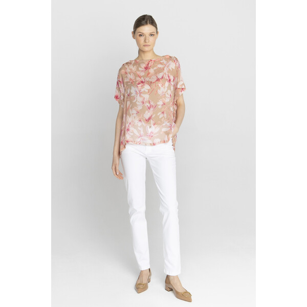 Deni Cler Zwiewna bluzka w print w magnolie W-DC-1211-F2-F6-13-1