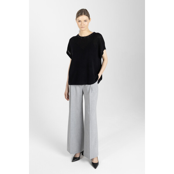 Deni Cler Lekki sweter z krótkim rękawem w kolorze czarnym T-DC-S209-F2-60-90-1
