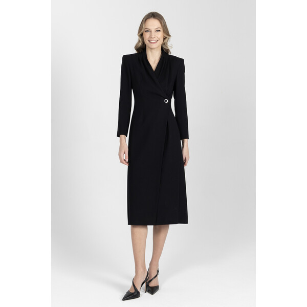 Deni Cler Czarna elegancka sukienka w konwencji płaszcza W-DC-3432-F2-E3-90-1