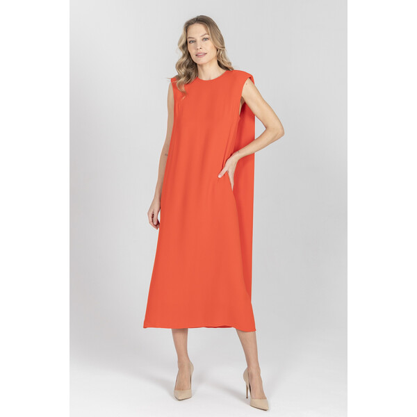 Deni Cler Elegancka długa czerwona sukienka T-DC-3048-F2-20-30-1