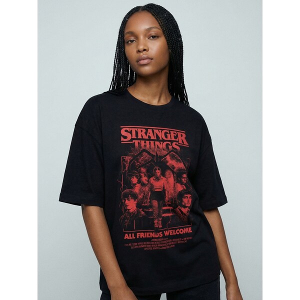 House Czarna koszulka UNISEX z nadrukiem Stranger Things 304KR-99X