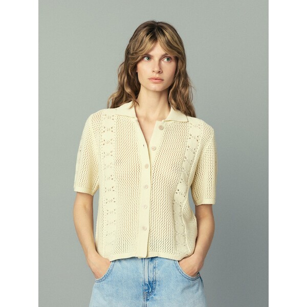 Reserved Ażurowy sweter polo 673JL-02X