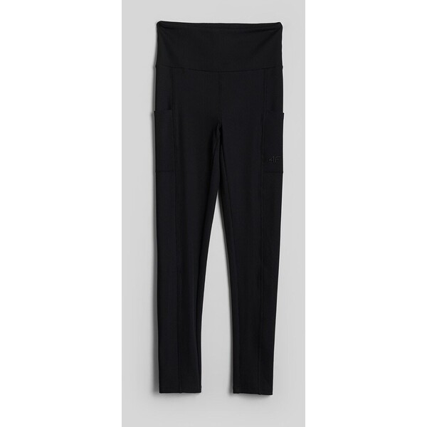 4F Legginsy z prążkowanej dzianiny damskie - czarne 4FWMM00TFSTF079-20S