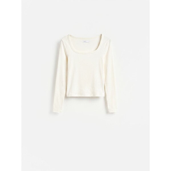 Reserved Gładki longsleeve z bawełną 006KF-00X