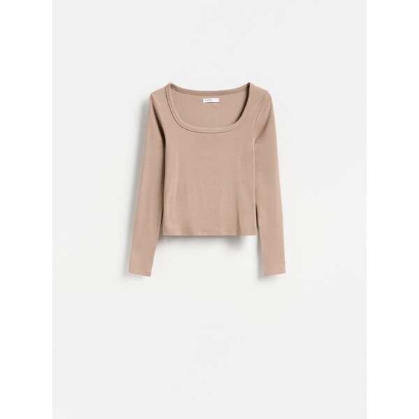 Reserved Gładki longsleeve z bawełną 006KF-84X