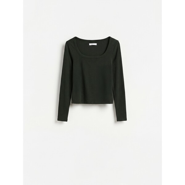 Reserved Gładki longsleeve z bawełną 006KF-79X