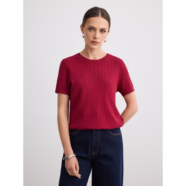 Mohito Bawełniany sweter z krótkim rękawem 489KE-83X