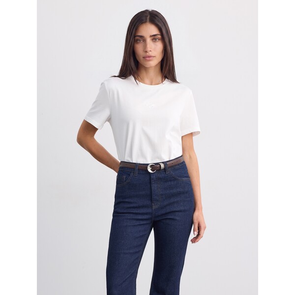 Mohito T-shirt z haftowanym wzorem 526LE-00X