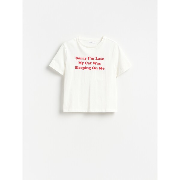 Reserved Bawełniany t-shirt z nadrukiem 141KF-01X