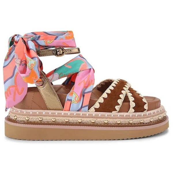 Kurt Geiger London sandały damskie skórzane Orson Cross Scarf Sdl  brązowe 5597336219