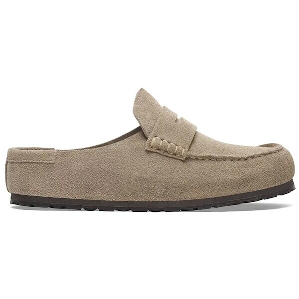 Birkenstock klapki zamszowe Naples Wrapped LEVE  kolor beżowy 1029675