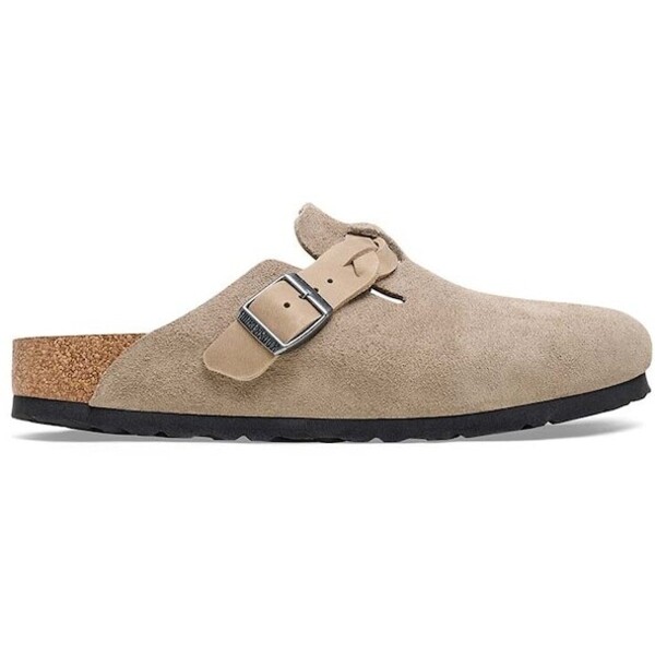 Birkenstock klapki zamszowe Boston Braided  damskie kolor beżowy 1026694