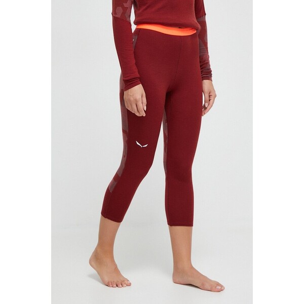 Salewa legginsy funkcyjne Cristallo  kolor bordowy 00.0000028210