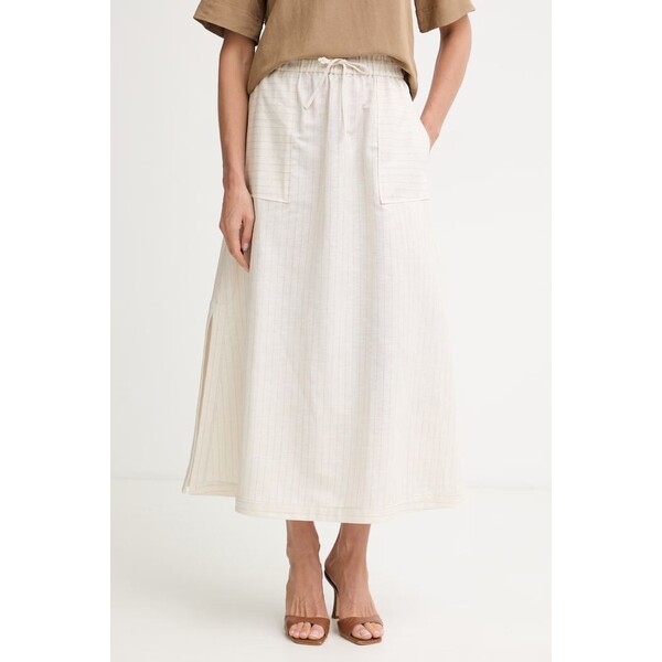 MM by Max Mara spódnica z lnem SUMERO  beżowa w prążki 2616101018600