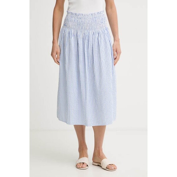 Tommy Hilfiger spódnica bawełniana SUMMER  niebieska w paski WW0WW50547