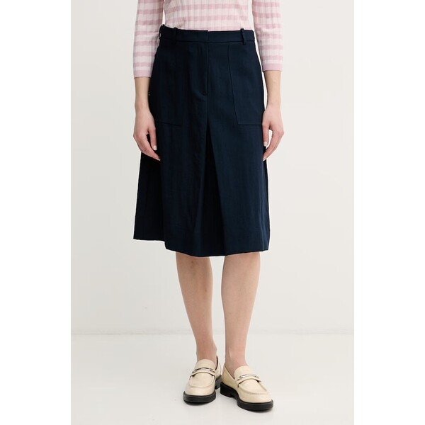 Tommy Hilfiger spódnica z wiskozą  granatowa gładka WW0WW49673