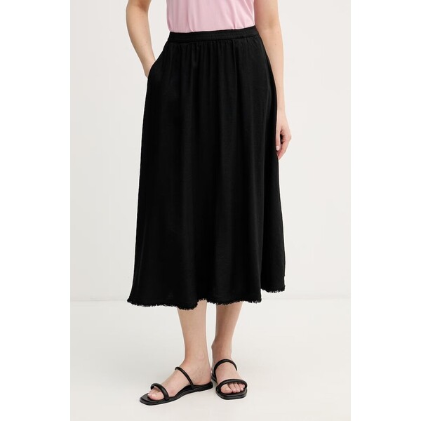 Tommy Hilfiger spódnica z lnem  czarna gładka WW0WW48966