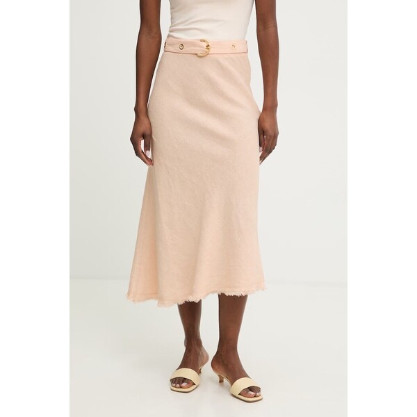 Pinko spódnica z lnem  pomarańczowa gładka 106535 A34G 106535.A34G