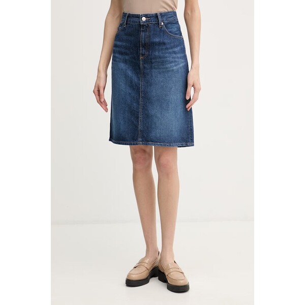 Tommy Hilfiger spódnica jeansowa  granatowa z efektem sprania WW0WW49669