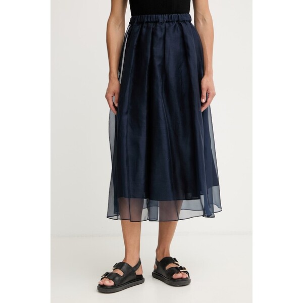 Weekend Max Mara spódnica jedwabna VISINO  granatowa gładka 2615101032600