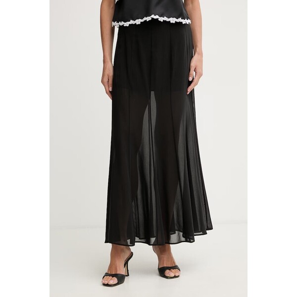 Pinko spódnica z bawełną  czarna gładka 106847 A3B2 106847.A3B2