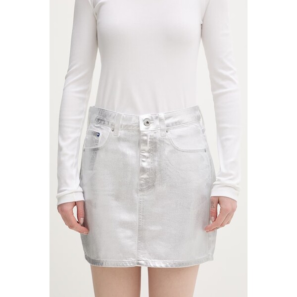 Karl Lagerfeld Jeans spódnica bawełniana  srebrna gładka B2W12024