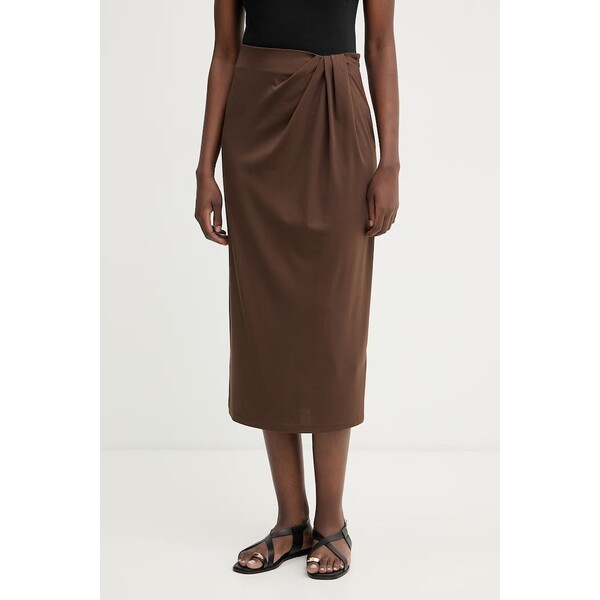 Weekend Max Mara spódnica LAPPOLE  brązowa gładka 2615771012600