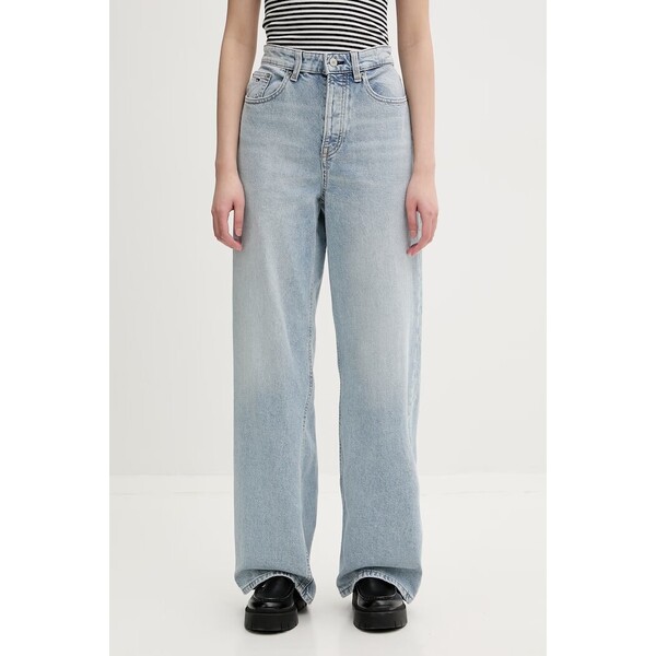 Tommy Jeans jeansy wide leg damskie  niebieskie DW0DW23027