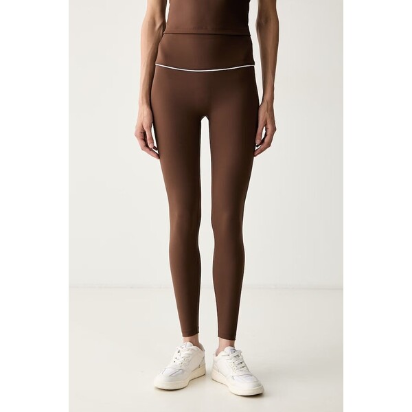 Karl Lagerfeld legginsy damskie  brązowe low waist B3W44013