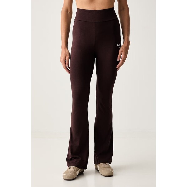 Puma legginsy sportowe damskie bawełniane z elastanem Flared Leggings  brązowe high waist 631542