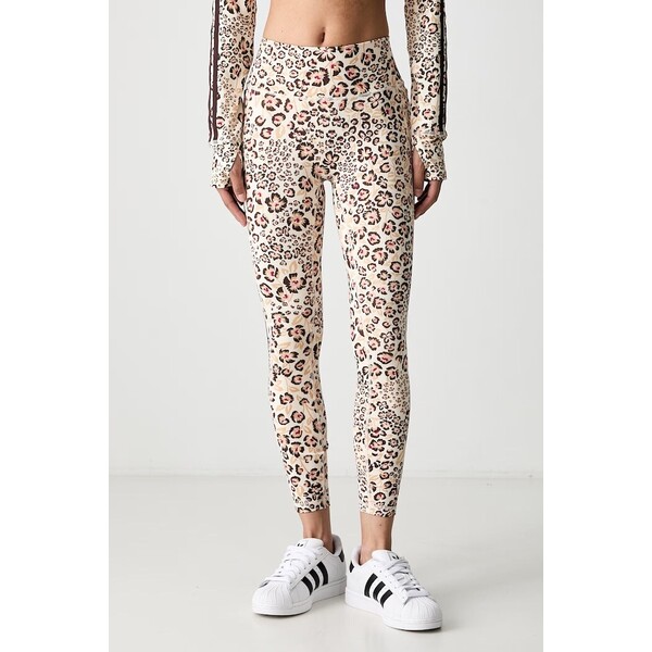 adidas legginsy sportowe damskie x Farm Rio  beżowe low waist KR0231