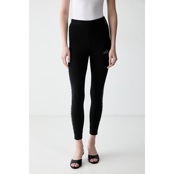 adidas legginsy damskie bawełniane z elastanem Leopard Pack  czarne high waist KS7984