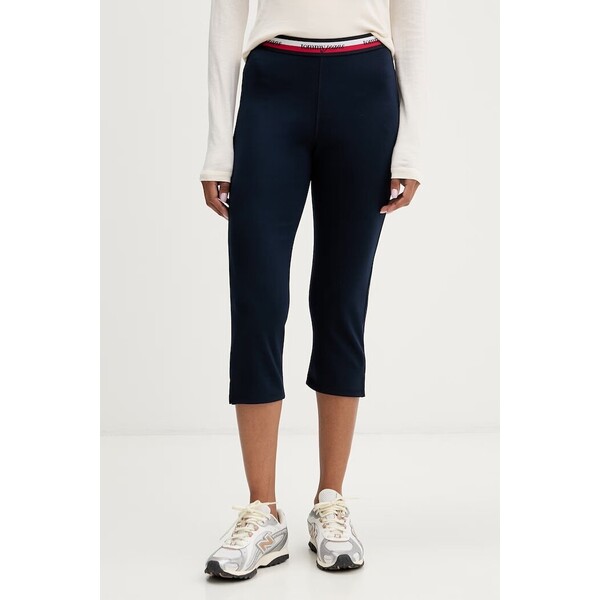 Tommy Jeans legginsy damskie z wiskozą  granatowe high waist DW0DW22950