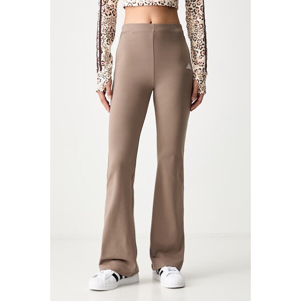 adidas legginsy damskie bawełniane z elastanem Soft Lux  beżowe high waist KF8410