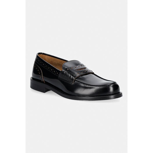 Weekend Max Mara mokasyny damskie skórzane  czarne 2625526134600 2625526134600.BLACK