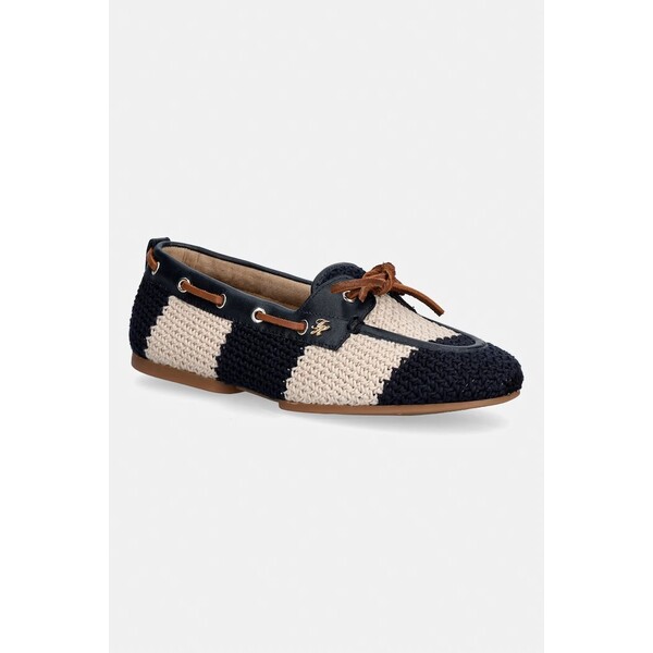 Tommy Hilfiger mokasyny damskie TH FLEX BOAT SHOE CROCHET  granatowe na płaskim obcasie FW0FW09506