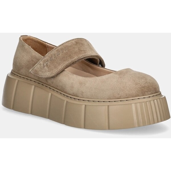Inuikii baleriny zamszowe Matilda M.J. Suede  damskie kolor beżowy na platformie 1012.005.0021.250 / 30102-058