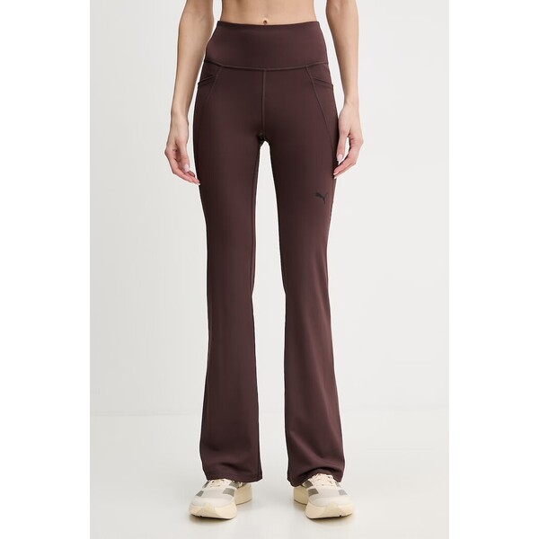 Puma legginsy sportowe damskie Essential Bootcut  brązowe high waist 525902