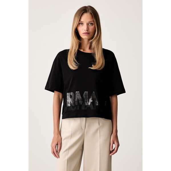Armani Exchange T-shirt damski bawełniany  czarny XW002779 AF10356 XW002779.AF10356