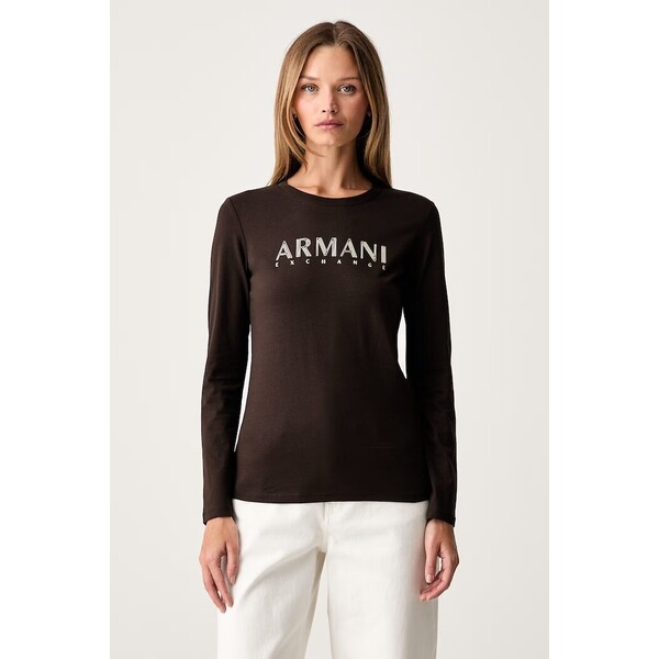 Armani Exchange longsleeve damski bawełniany  brązowy XW002761 AF23954 XW002761.AF23954