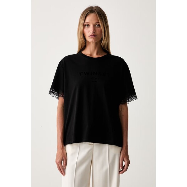 Twinset T-shirt bawełniany  czarny 262TP2304