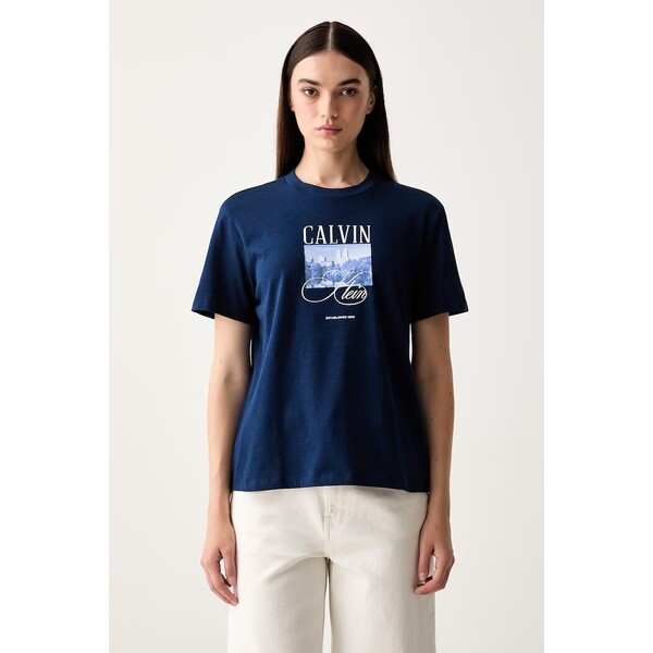 Calvin Klein Jeans T-shirt damski bawełniany  granatowy LV047H804G