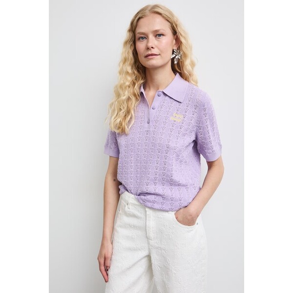 Medicine T-shirt swetrowy damski bawełniany  fioletowy RW26-TSD113
