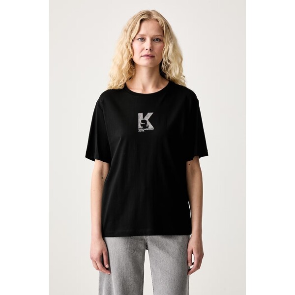 Karl Lagerfeld Jeans T-shirt damski z modalem  czarny B3W17018
