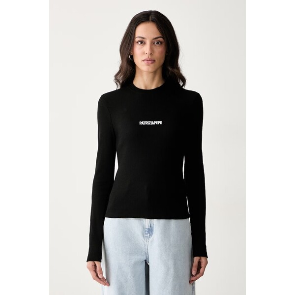 Patrizia Pepe longsleeve damski bawełniany z elastanem  czarny 2M4512 J355 2M4512.J355