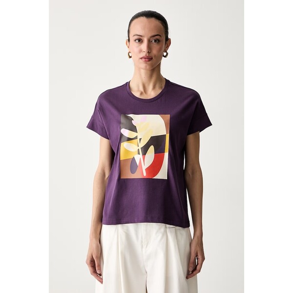 United Colors of Benetton T-shirt damski bawełniany  fioletowy 3BL0D10D4
