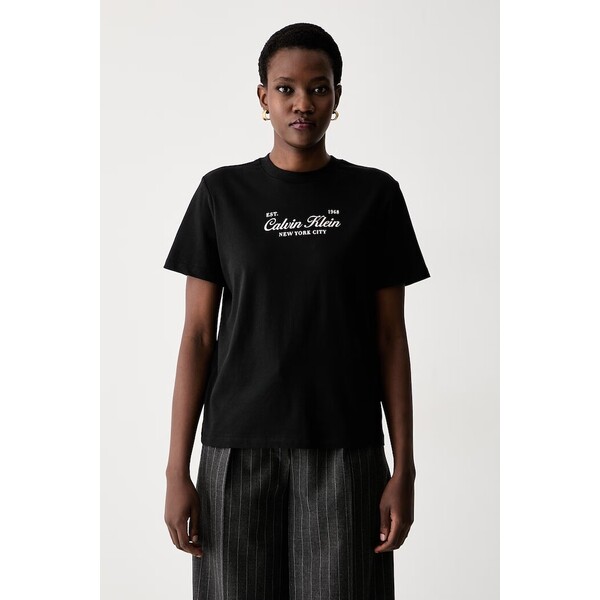 Calvin Klein Jeans T-shirt damski bawełniany  czarny LV047G804G